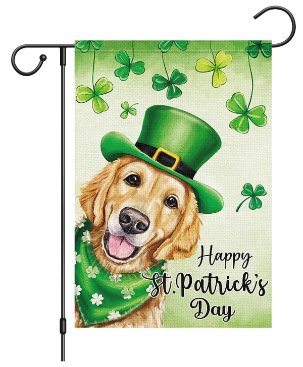 St. Patrick's Day Golden Retriever Garden Flag