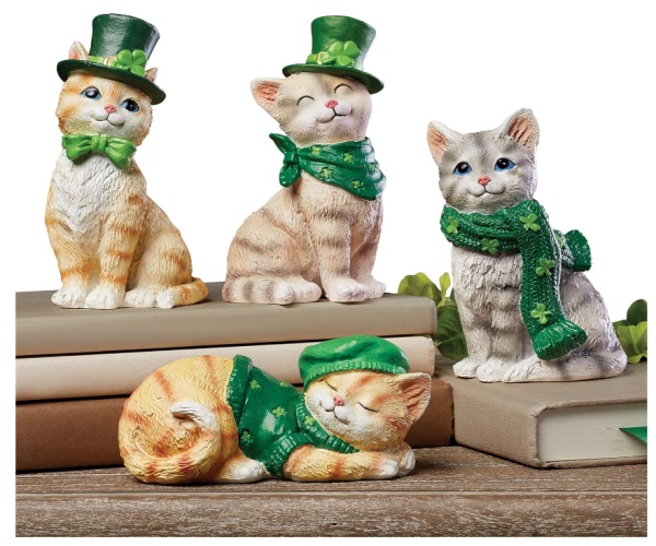 St. Patrick's Day Tabletop Cat Figurines